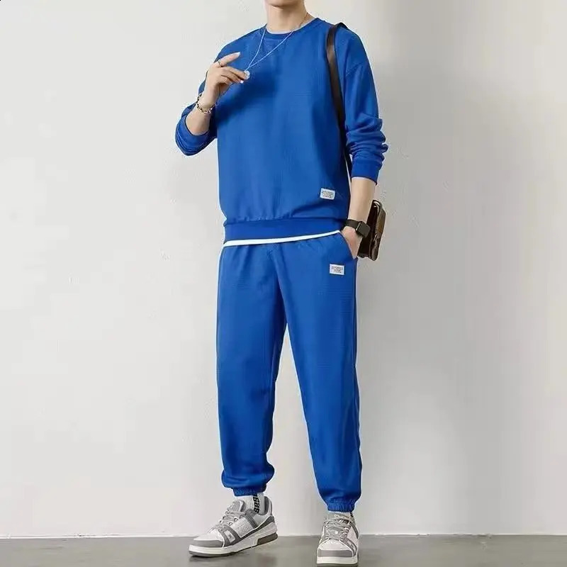 Tracksuit 2 Piece Waffle Hoodie Sweatsuits Sets Athletic Jogging Suits with Pocket Spring Autumn Casual Sports Running Suit 241223