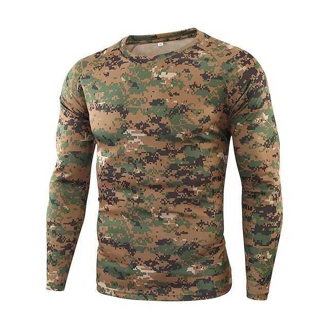 New Arrival Fashion mens camouflage printed T-shirt casual trend army fan Y2K top autumn new street mens long sleeved round neck T-shirt Z241223
