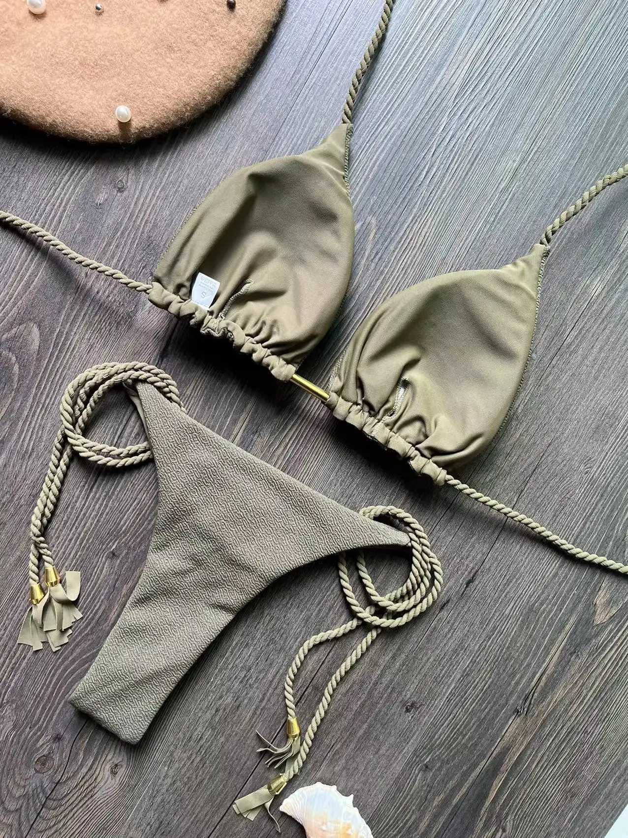 RUOTONSEPT Sexy Braiding rope Bandage Bikini Set Womens Swimsuit Two-piece Triangle Swimwear Bathing Suit Brazilian BiquinisXJ241223
