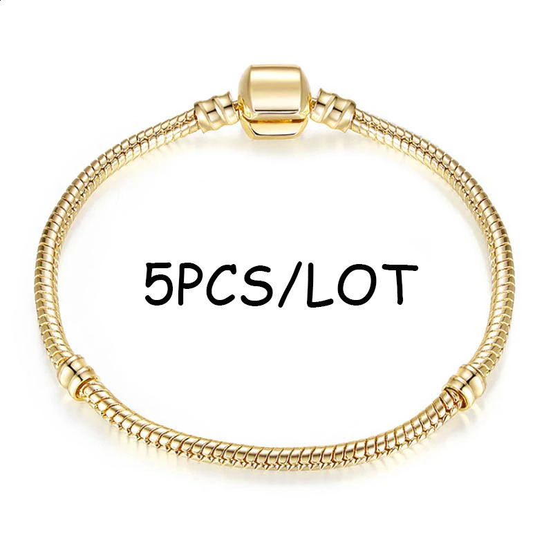 BAOPON 5pcs/lot Snake Chain Safety Clasp European Fine Bracelet Fit DIY Charm Bracelets Bangles Jewelry For Women Men Gift 241214