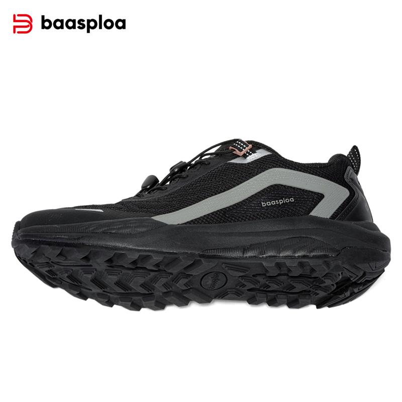 Baasploa Hiking Shoes Men Outdoor Lightweight Breathable Elastic Buckle Sneakers Male Casual Resistant Non Slip Walking Shoes