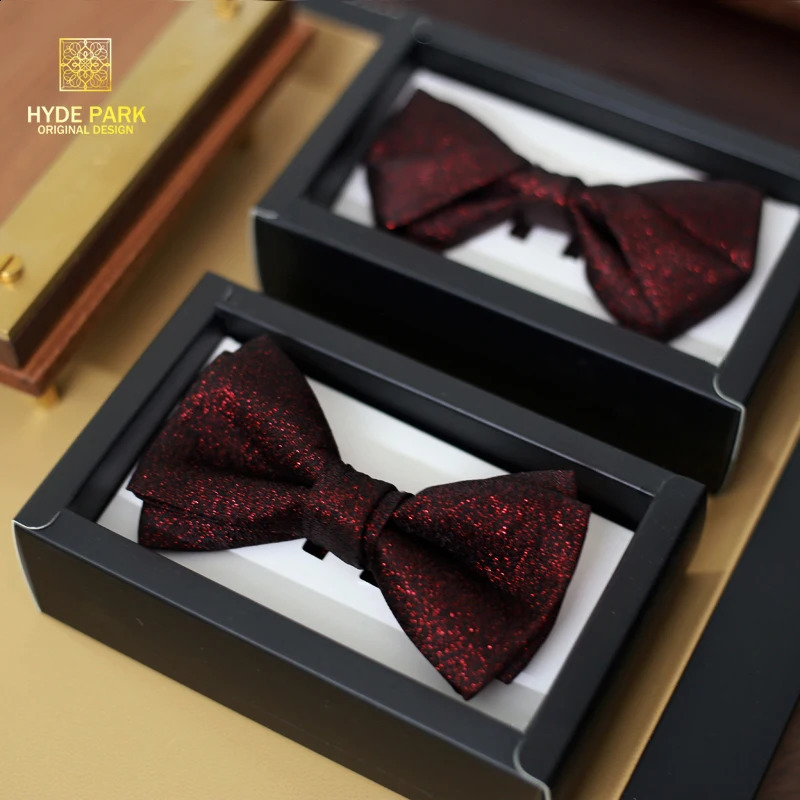 Sparkling Color Change Wedding Groom Mens Gift Box Set Mens Deep Burgundy Bow Tie 241220
