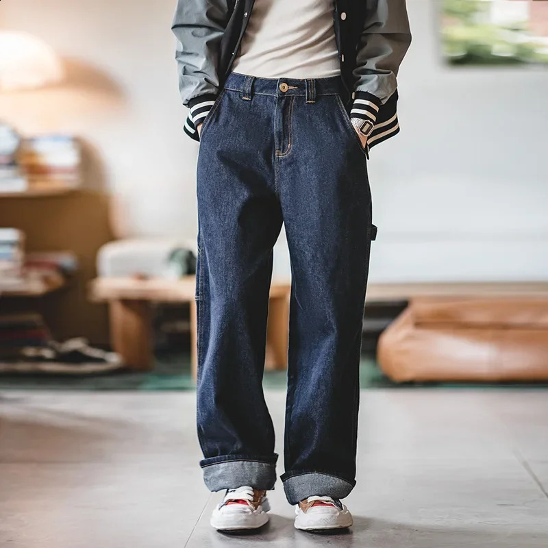 Maden Oversize Denim Jeans 102 Oz Baggy Retro Dark Blue For Female WideLeg Quality Cargo Pants ed Womens Clothing 241218