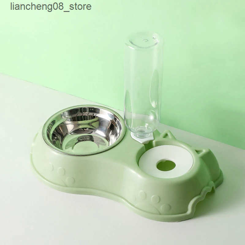 Dog Bowls Dishes Pet Cat Automatic Water Dog Cat Food with Drinking Raised Stand Double Dish Bowls for Cats Dogs Pet L240910