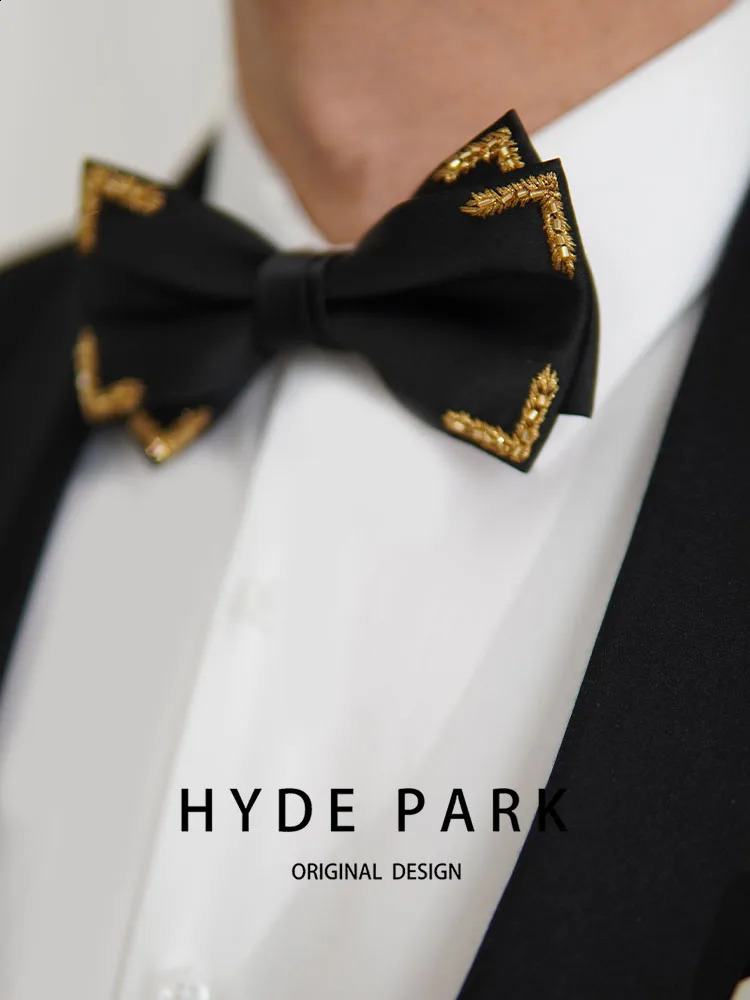 Grooms wedding black bow mens high-end suit formal dress collar accessories 241220