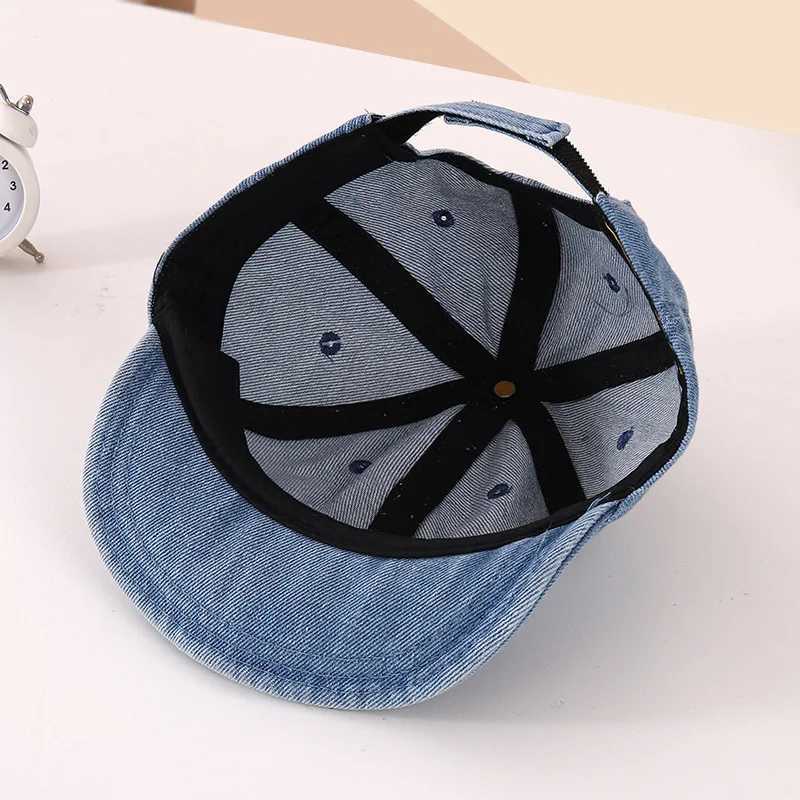 Caps Hats New Cowboy Letter Baby Baseball Hat Summer Retro Soft Brim Outdoor Sun Hat Boys and Girls Casual Sports Childrens Leather Hat H241223
