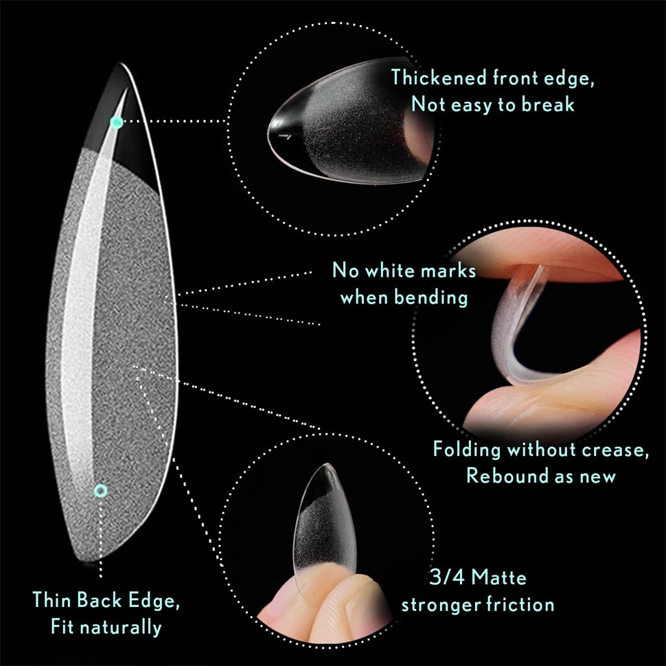 600 PCS Soft Gel X Nail Tips SuppliesFull Cover False Nail Tips for Acrylic Nails GelExtra Short Almond Nail Tip Square Medium 241223