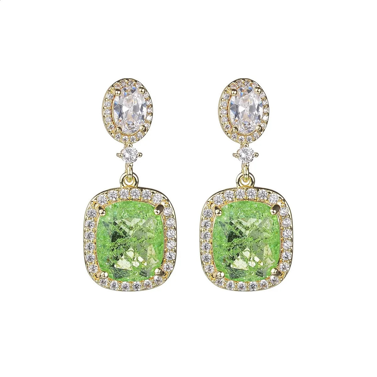 SUYU Ladies Light Elegant Olive Green Zircon Ear Clip Fashionable And Versatile Niche Earrings 241220