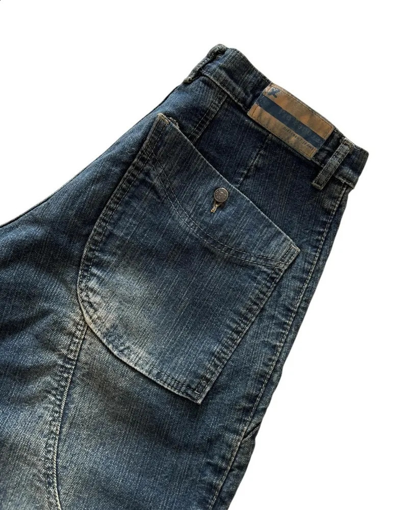 Y2K American Fashion Pocket Washing Old Baggy Jeans Women Streetwear Vintage Hip Hop Pop Gothic High Waist Wide Leg Pants 241223