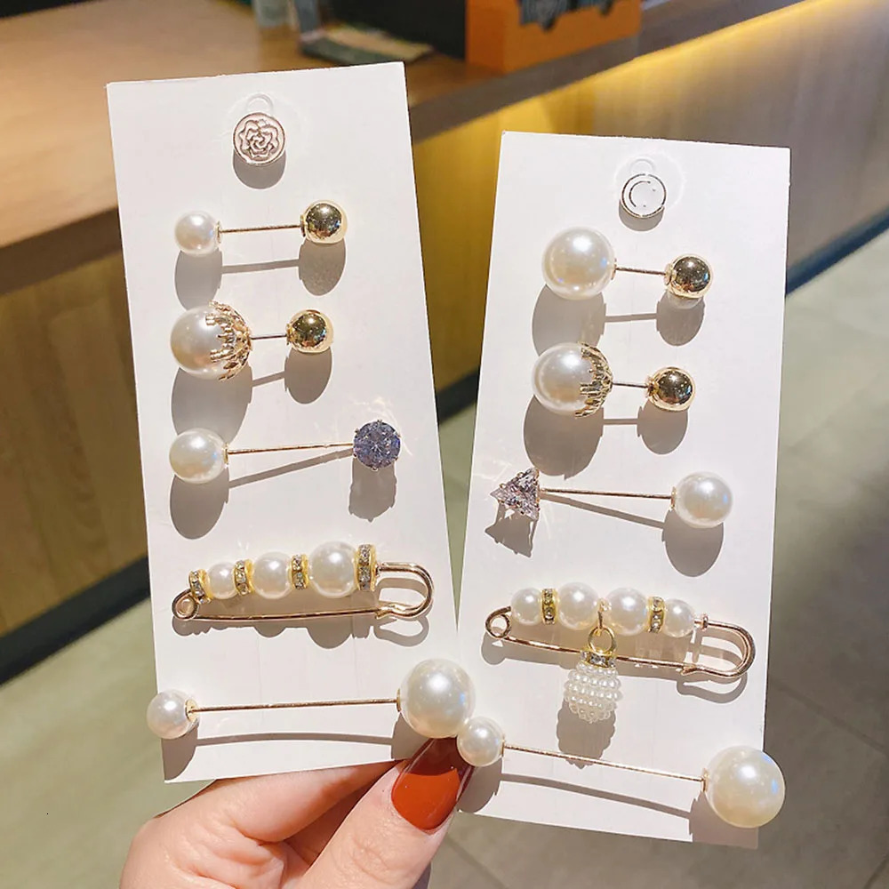 Brooch Set Big Beads Fashion Clothing Brooches for Women Pearl Lapel Pin Sweater Dress Pins Badge Buckle Accessories 241220