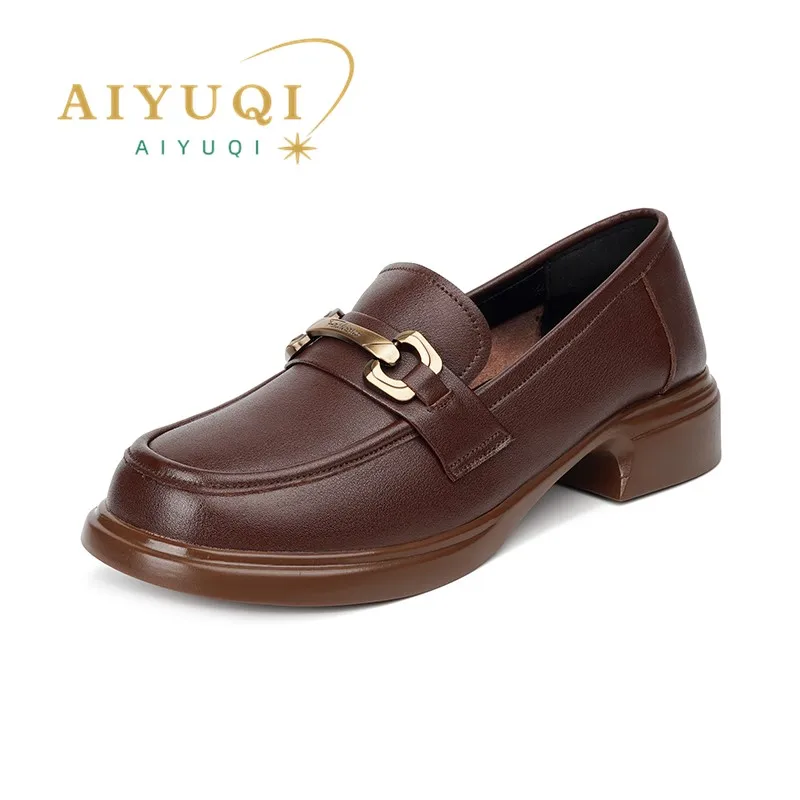 AIYUQI Loafers Women Genuine Leather Spring Shoes Women Casual British Style Slip-on Ladies Shoes