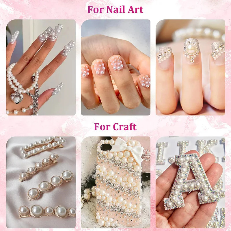 2mm-12mm Nail Pearls For Nail Art Mix Size Flat Back Crafts Round Pearl For Face Makeup Nail Art Clothes Shoes Jewelry Making 241220