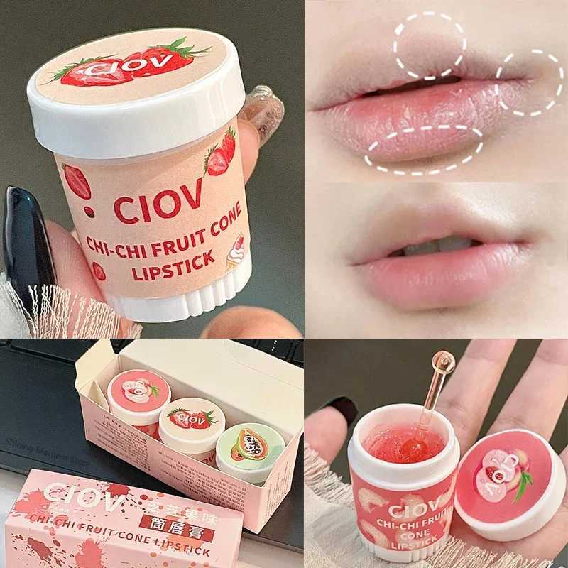 Lips Care Strawberry Ice Cream Lipmask Day and Night Hydrated Maintenance Lip Balm Set Repairing Nourish Lip Oil Lipstick BaseXJ241223