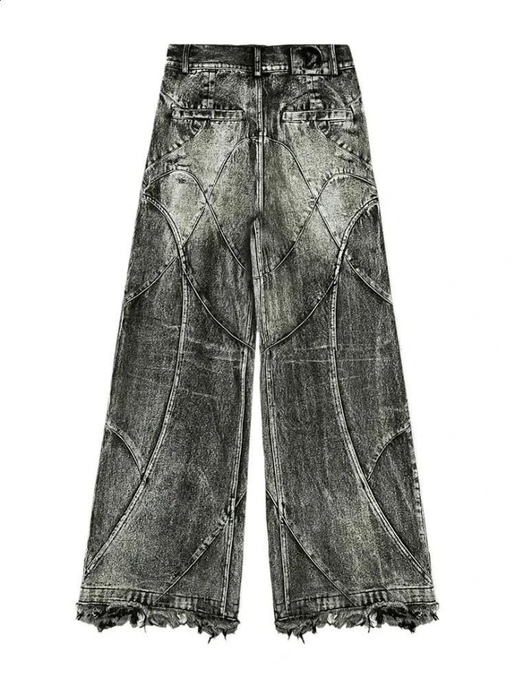 HOUZHOU Y2k Streetwear Punk Hip Hop Jeans Women Grunge Baggy Ripped Denim Trousers Gothic Vintage Distressed Wide Leg Goth 241218
