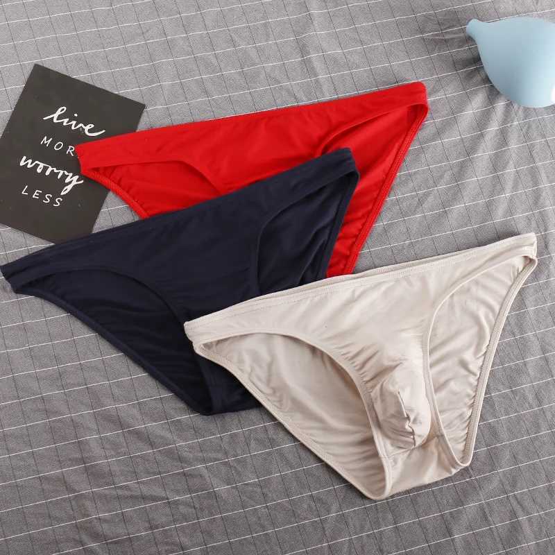 3 pieces of Pouchsexy underwear cotton underwear para hombre mens tight fitting clothes mens comfortable solid underwear mens breathable underwear W24