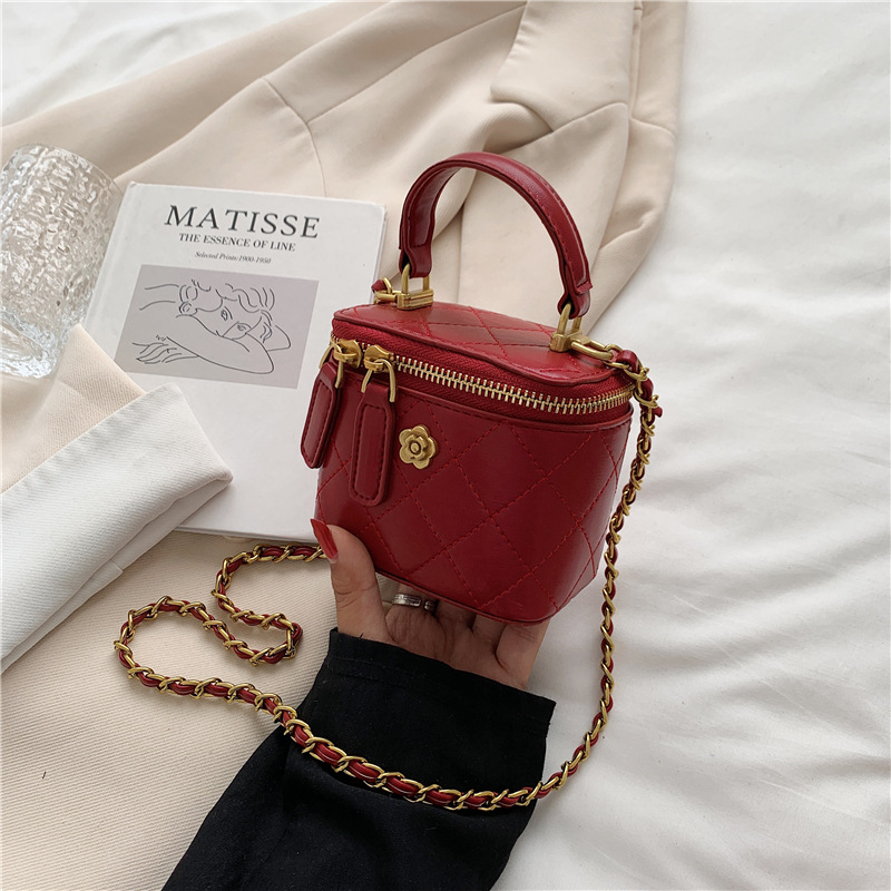 Free shippin Single Shoulder Bag Women flap Mini Square black handheld bag handbag crossbody Chain bucket bag