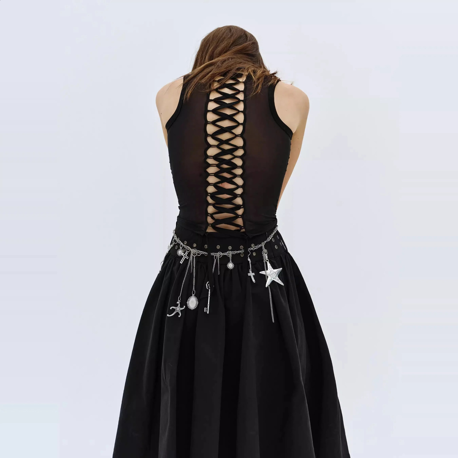 Silvery Retro Ocean Botany Waist Chain Punk Ethnic Style ious Metal Dress Accessories Can Be Used As Necklace Decoration 241220