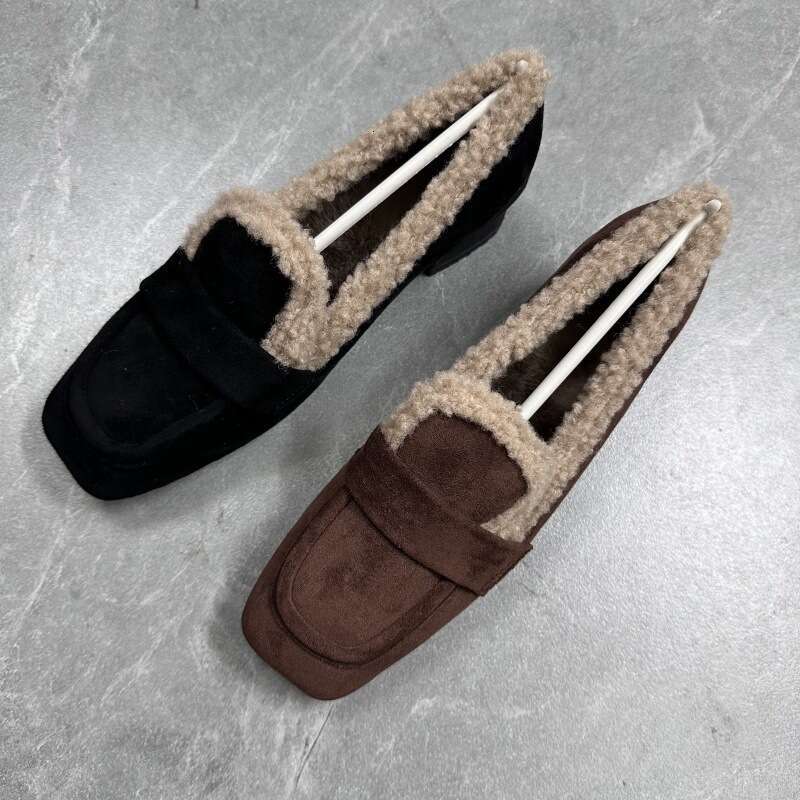 Mao New Style With Added Velvet Bean For Women, Soft Top, Anti Slip Sole, Warm Single Shoe, Thick Heel, Grandma Shoes