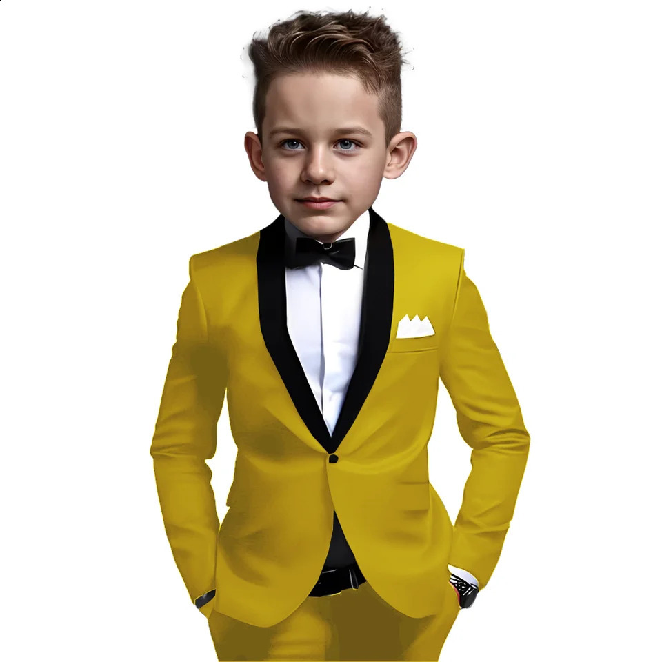 Suit for Boys Wedding Tuxedo 2 Piece Suit Formal Jacket Pants Velvet Collar Blazer Fashion Kids Blazer 2 to 16 Year 241223