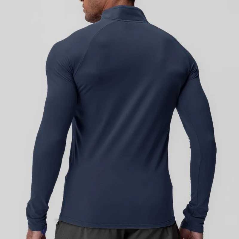 High Quality Mens quick dry compression long sleeved T-shirt mens slim fit elastic sports shirt fitness T-shirt top running exercise suit T241223