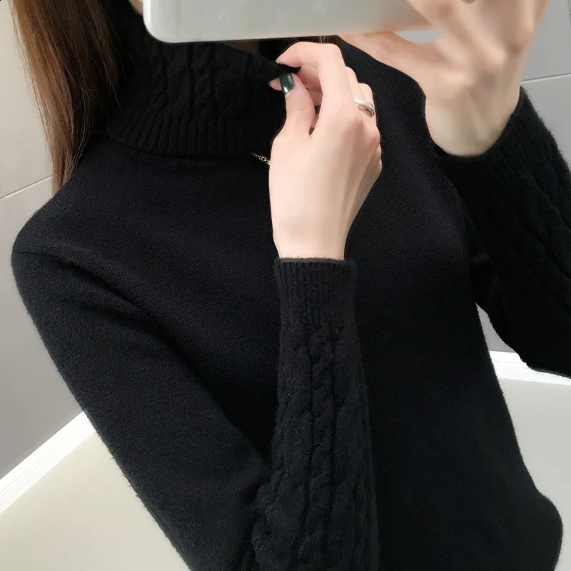 Women Sweater Turtleneck Pullovers Autumn Winter Sweaters Long Sleeves Thick Warm Female Sweater Khaki 241217