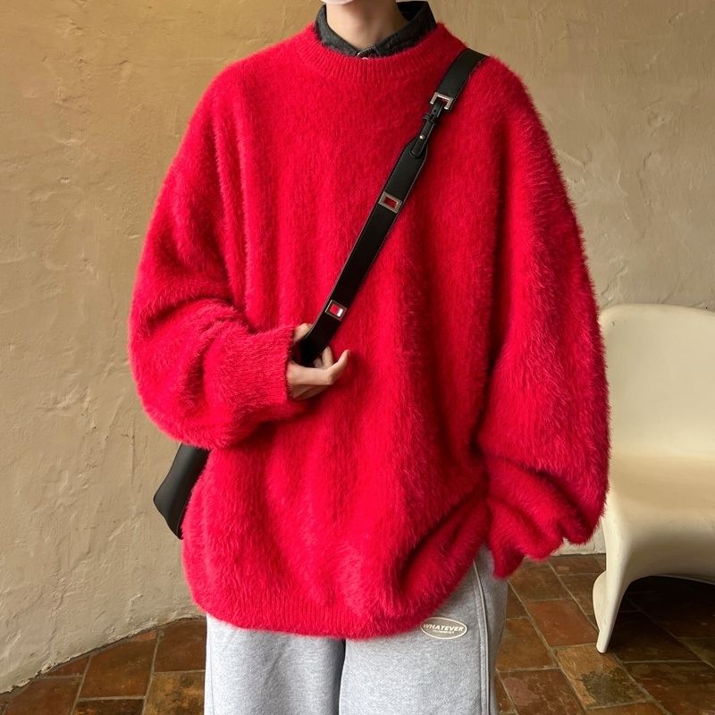 Harajuku Mens Knitted Sweater Wool Lanhua Autumn Winter Top Casual Clothing Crewneck y241211