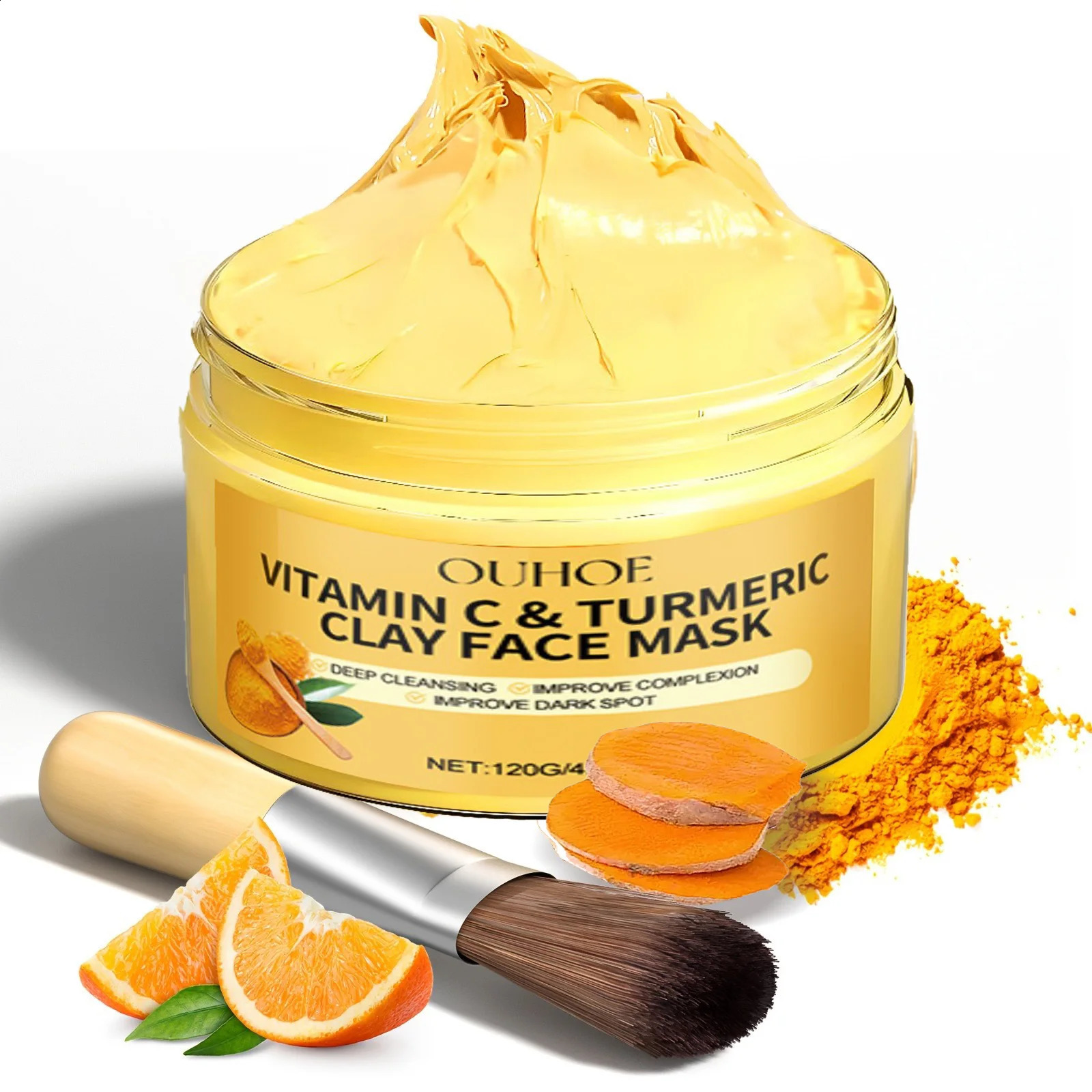 Turmeric C Clay Mask Deep Cleansing Facial Improves Dark Spots Acne Hydrating Skin Care Tightens Skin Evens Skin Tone 241223