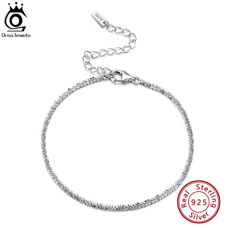 ORSA JEWELS 925 Sterling Silver Bracelet 1.8mm Dainty for Women Men Starlight Chain Bracelets on Hand Simple Jewelry SB111 241214
