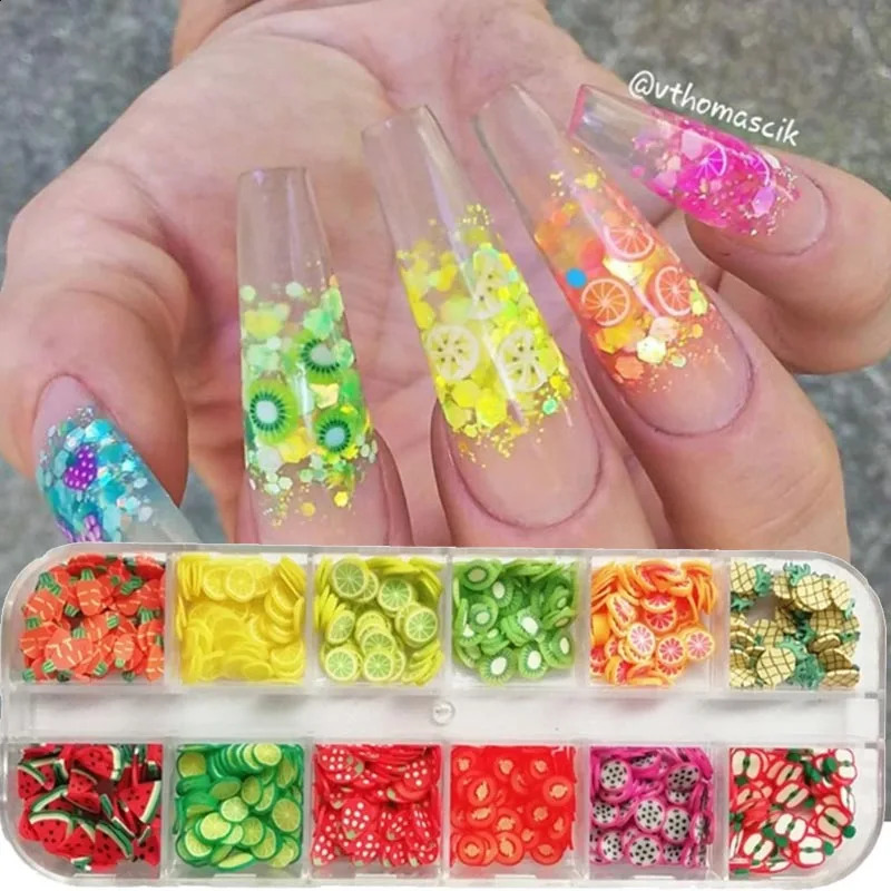 1000pc-240Pc Nail Fruit Slices Polymer Clay 3D Fruit Slices Sticker Fruit Slices Sticker Polymer Clay Nail Manicure Accessories 241223