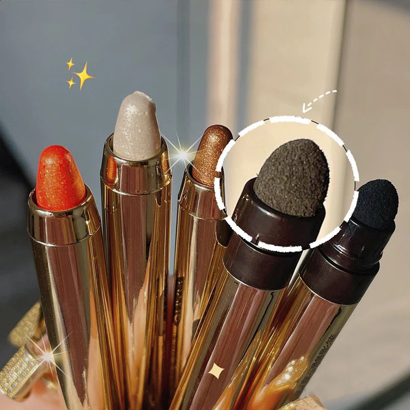 Shimmer Eyeshadow Stick Easy Glitter Highlighter Eyeshadow Pencil Brightening Makeup Pink Silkworm Champagne Gold Eyeliner 241223
