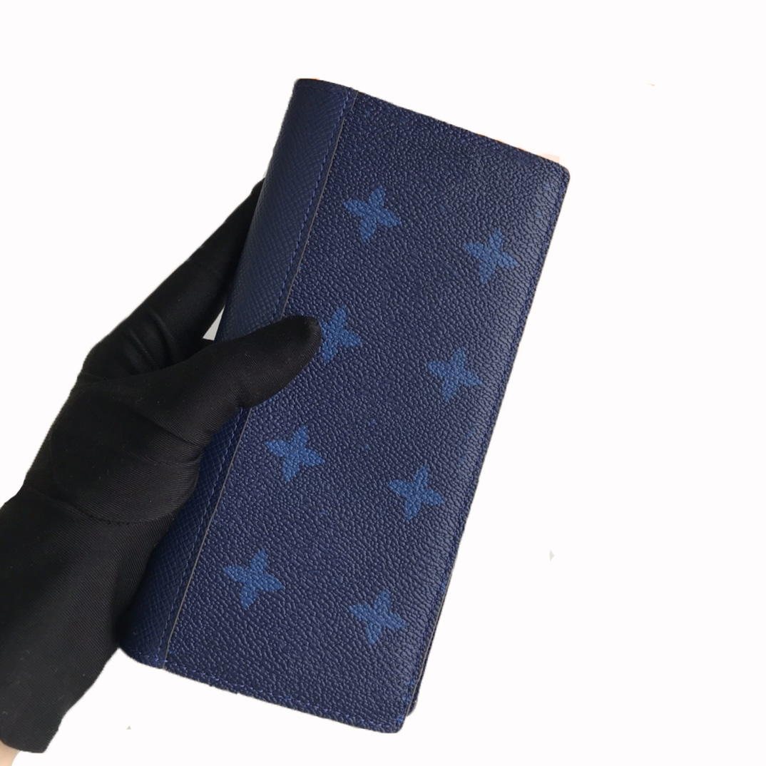 Fashion Stylish Men's Designer Wallet Classic Flower Pattern Long Purse Premium Quality Monogrammed Brazza Vertical Style Money Clip & Card Holder Includes Box