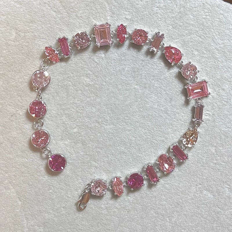 2025 Exquisite Fashion New Sweet Pink Bracelet with Zircon Inlaid Light Luxury Fashion Versatile Best Friend Bracelet Gold Plate Agate Diamond Designe