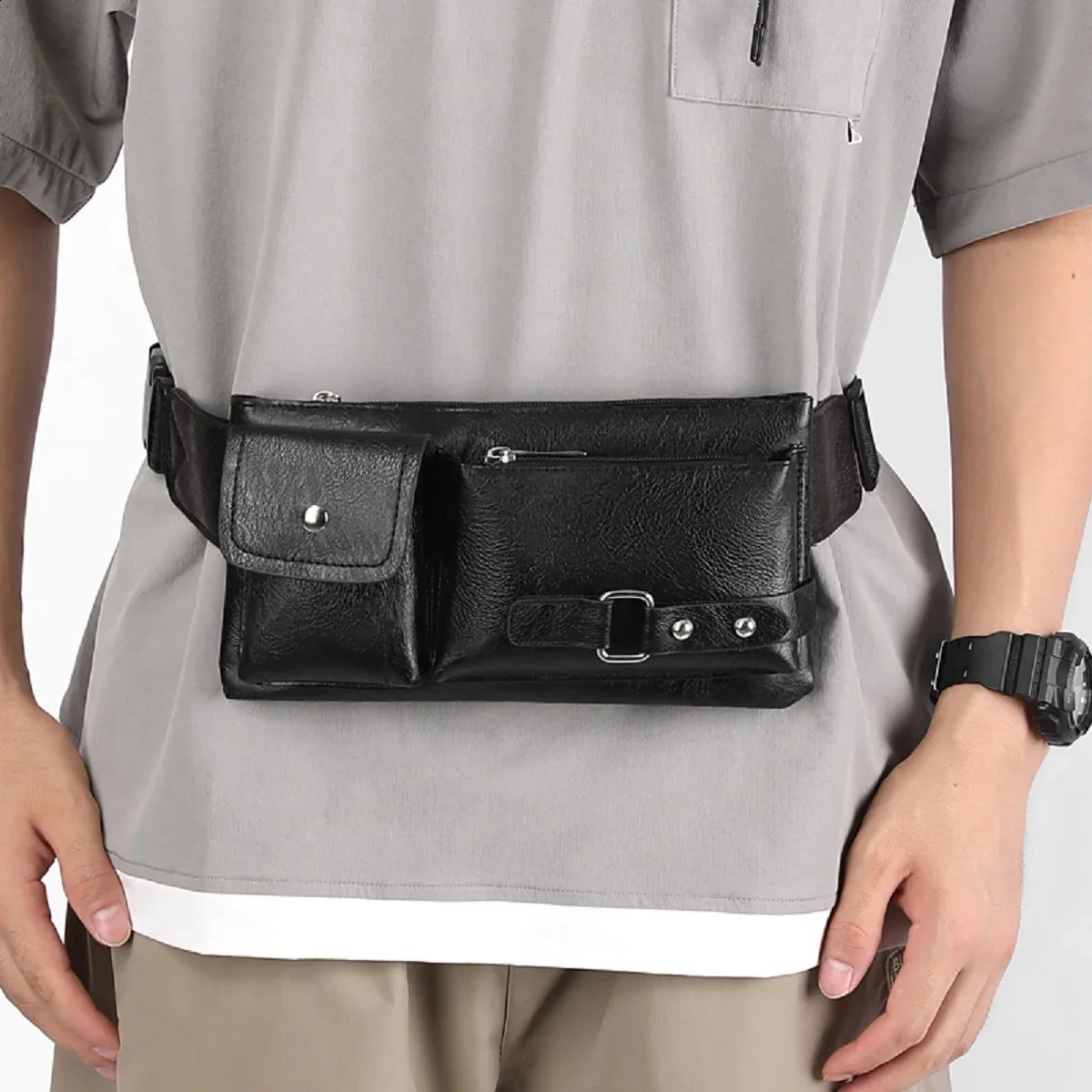 Leather waterproof material made of sports and fitness fanny packs invisible belt anti-theft cell phone fanny packs 241223