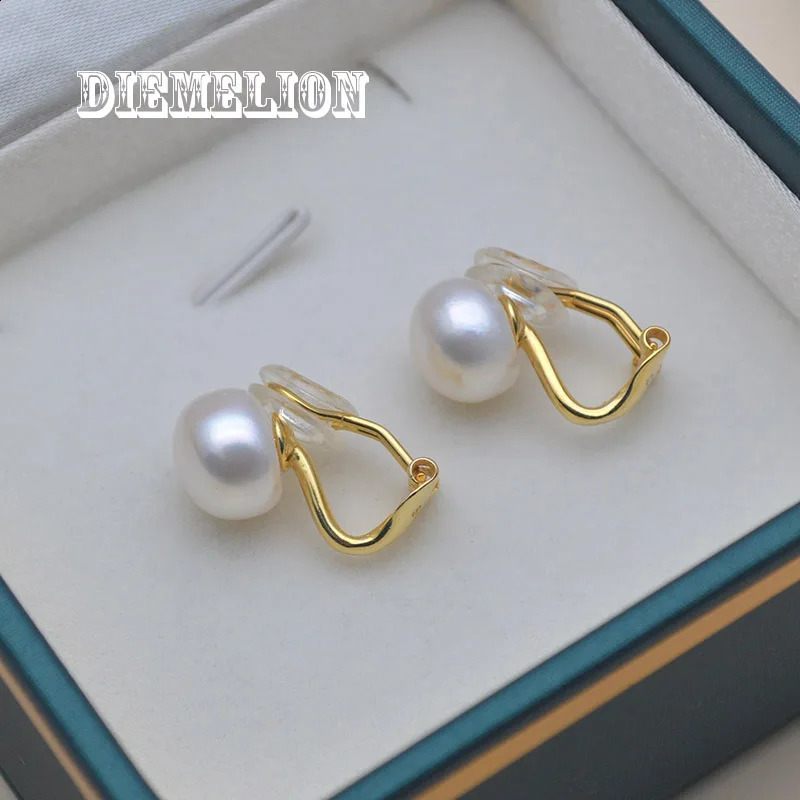 Fashion No Piercing Natural Freshwater Pearl Ear Clip on Earrings 925 Sterling Silver No Hole Earring for Women Wedding Jewelry 241220