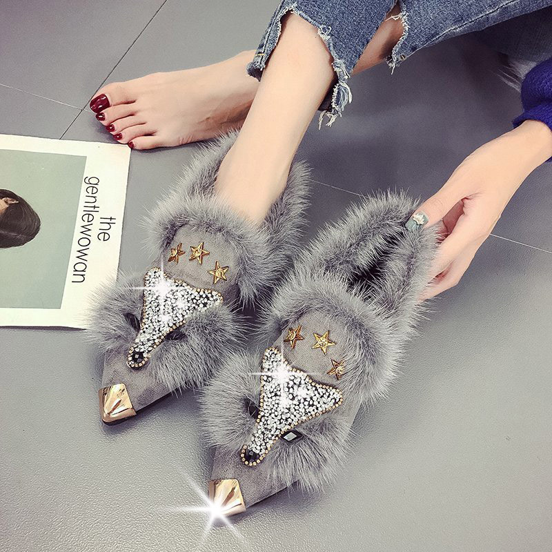 Elegant High-Heeled Crystal Booties for Women - Metallic Pointy Toes, Plush Inner with Fox Motif Ideal for Weddings and Special Events
