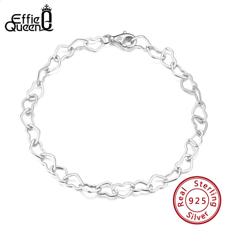 EFFIE QUEEN 14K Gold Rolo Heart Link Chain Bracelet 925 Sterling Silver Simple n Bracelets Jewelry Present for Women SB99 241214