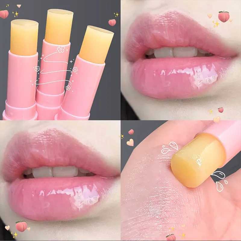 1PC Natural Peach Lip Balm Long-lasting Moisturizing Lipstick Temperature Change Color Lipstick Anti-drying Hydration Lip CareXJ241223