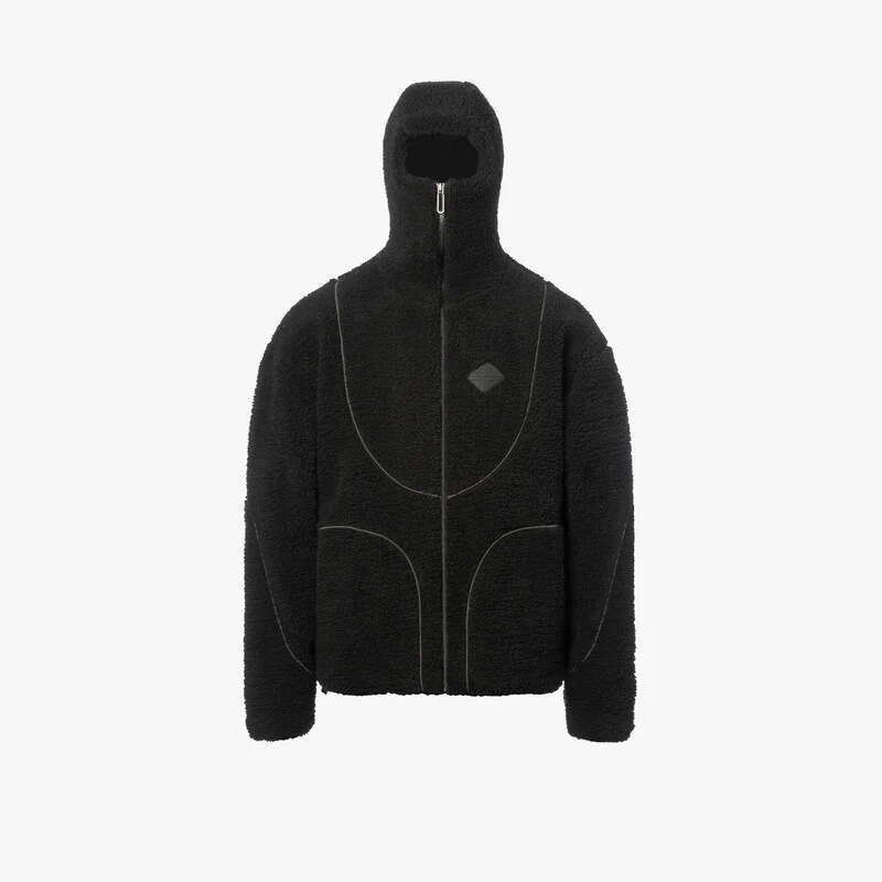 Overseas ins new color blocked stand up collar jacket men's women's fleece zipper letter embroidery warm autumn and winter hoodie Y2K