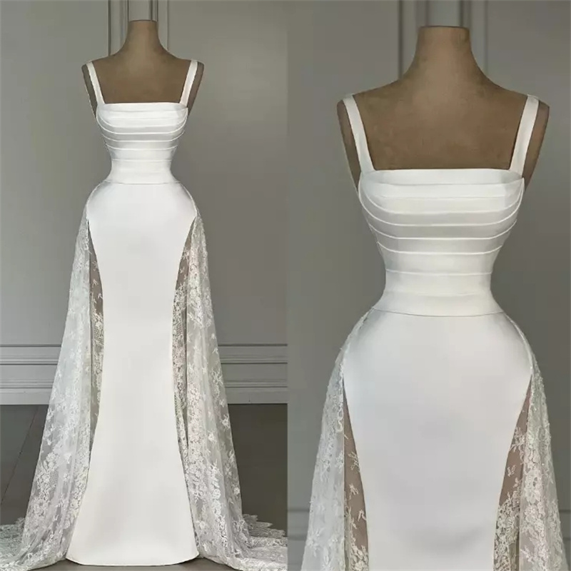 Unique Lace Mermaid Wedding Dresses Plus Size Elegant Spaghetti Straps Satin Rustic Country African Bridal Dress Gelinlik Robe De Mariage 2025 Vestido