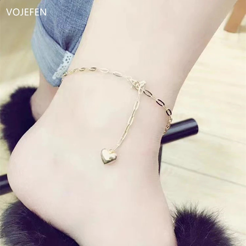 VOJEFEN AU750 Heart Pendant Bracelet Original 18K Pure Gold For Women Genuine Link Wrist Bracelets Fine Jewellery Gift 241220