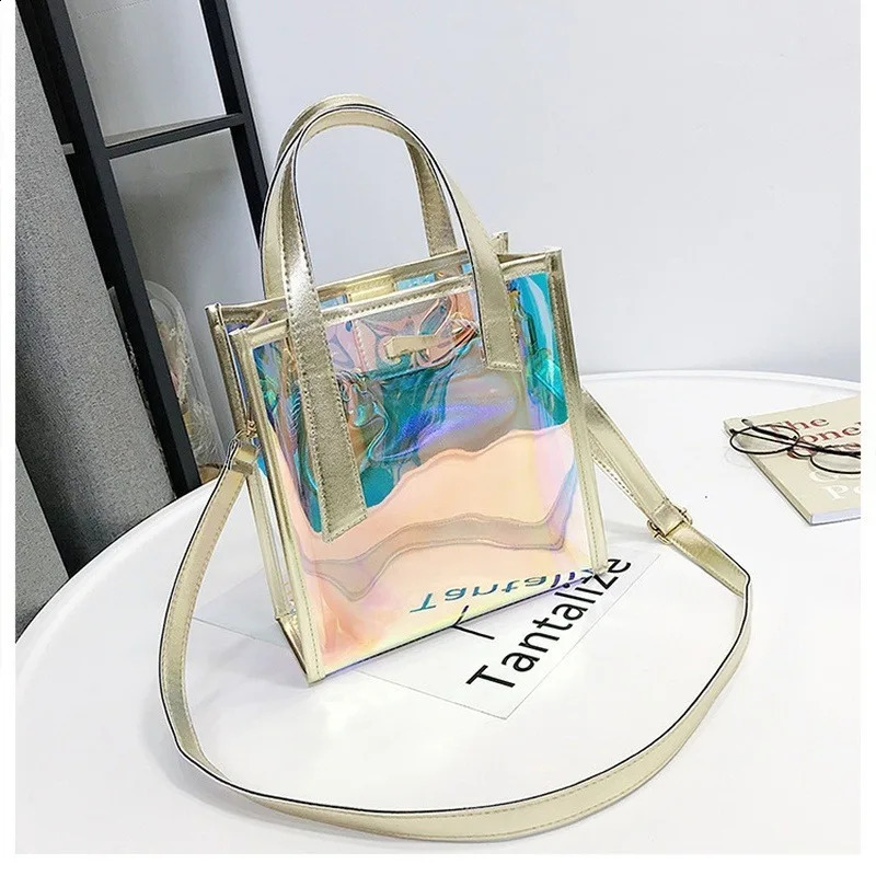 Women Transparent Laser Bag Shopper PVC Crossbody Shoulder Bag Handbag Bags for Women 241223