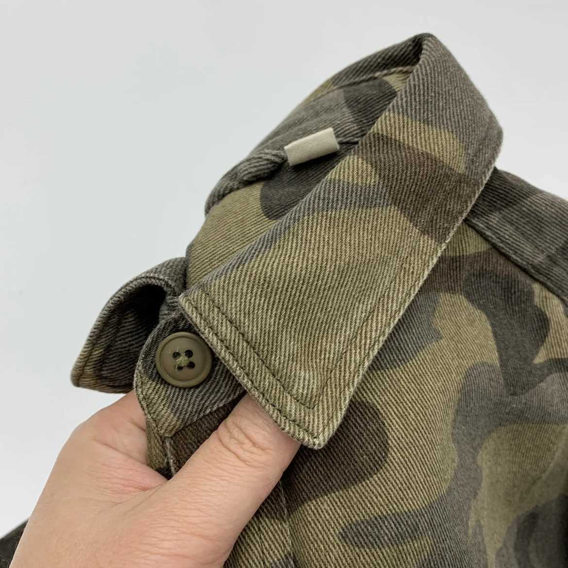 Retro heavy-duty camouflage cotton mens shirt bleached shirt Amekaji retro casual cargo workwear top from the United States W241223