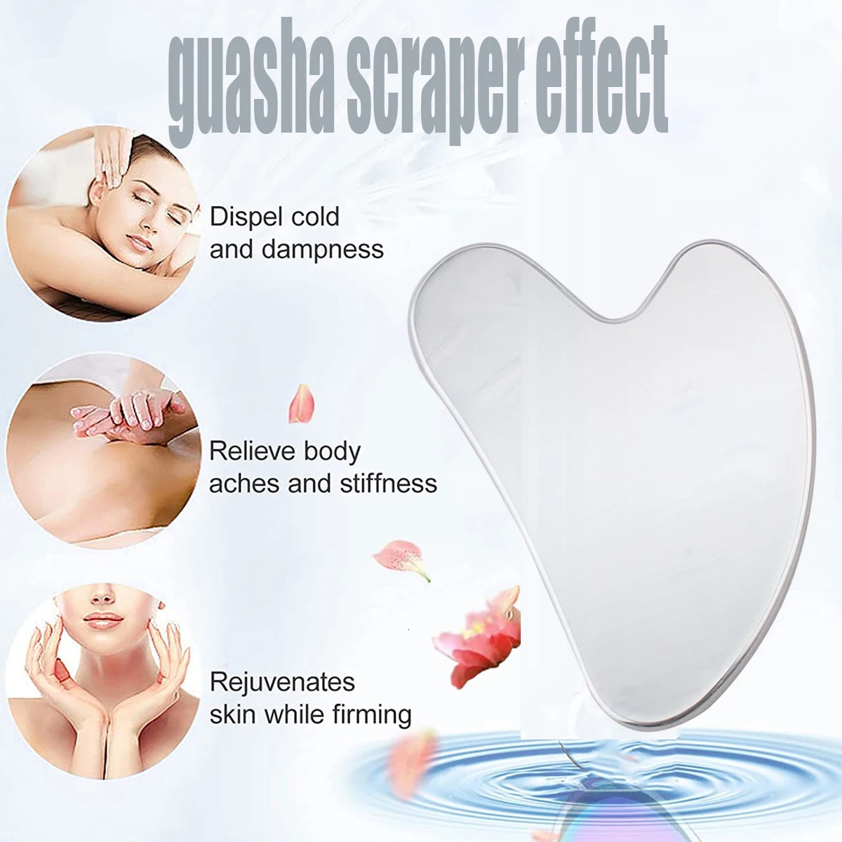 1 piece of stainless steel melon sand scraper for skin beauty care massager the whole body neck detoxification SPA massage tool stress relaxa 241213