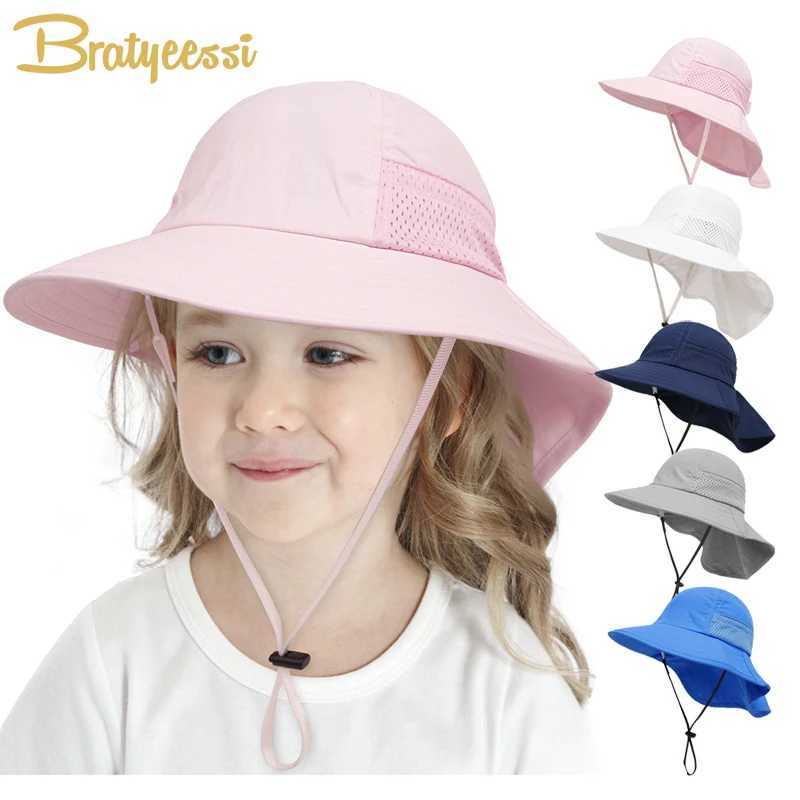 Caps Hats Baby Summer Hat Neck Protection Beach Children Sun Hat Girls Adjustable Children Panama Hat Baby Accessories 6M-6Y H241223