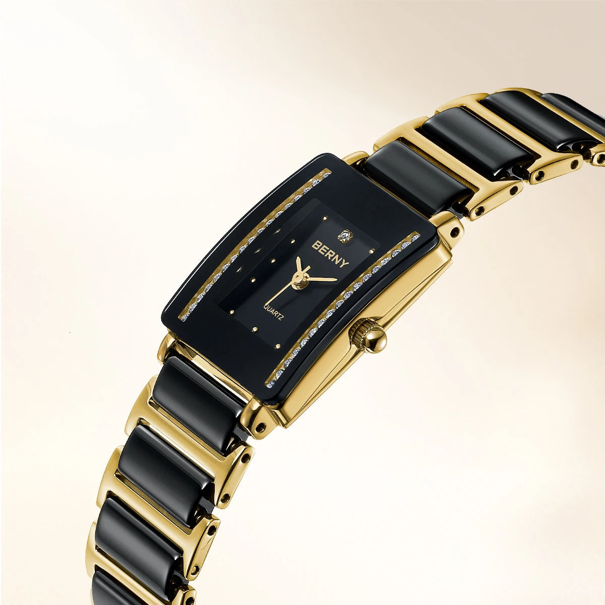 BERNY Ceramics Quartz Women Watch Fashion Rectangle MenWomen Wristwatch Bracelet Luxury Diamon Gold Couple Watches Gift 241220