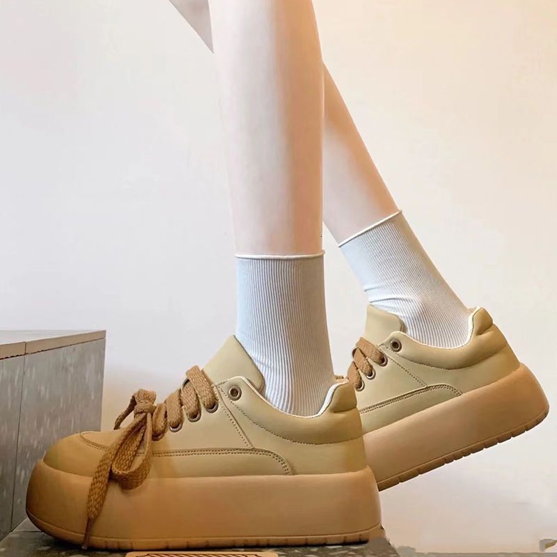 White Ddmywed Little Women S Doll Autumn New Item Leather Top Big Toe Bread Casual Thick Soled Board Shoes Lightweight And Comfortable Chinese Brand F