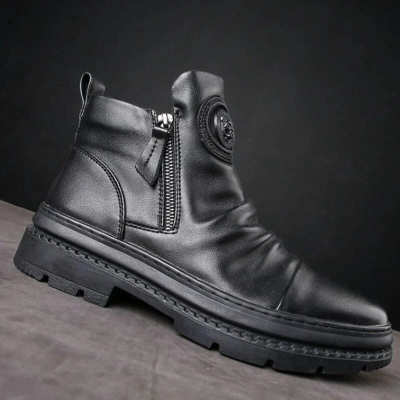 Men's Leather Boots Men Casual Comfortable Anti Slip Wear-resistant Shock Absorption Walking Male Shoes Botas Para Hombre
