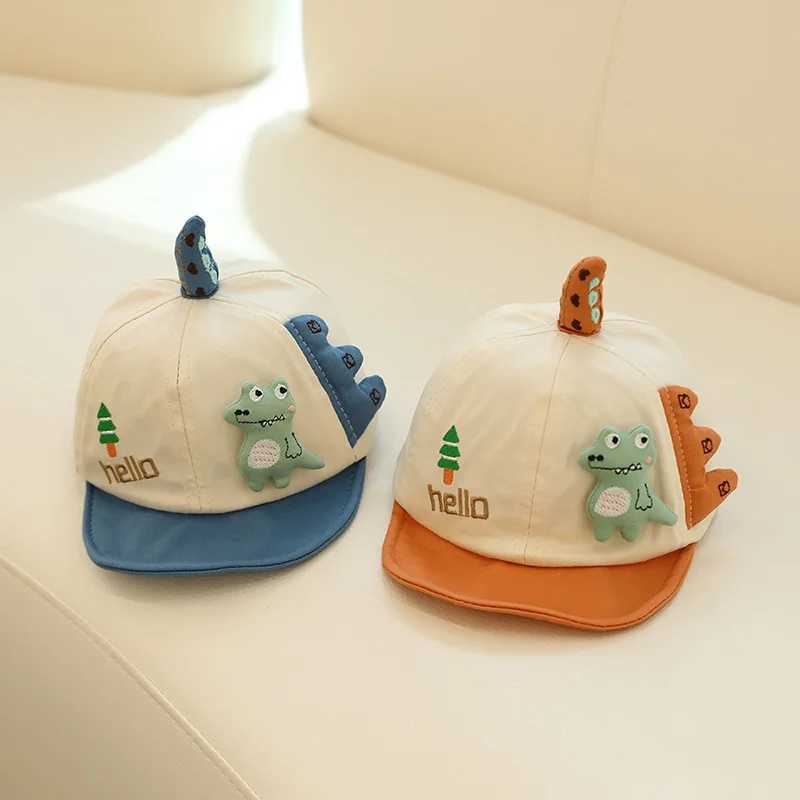 Caps Hats Baby Summer Hat Cartoon Cute Dinosaur Baby Baseball Hat Soft Brim Cotton Baby Boys and Girls Pea Hat H241223