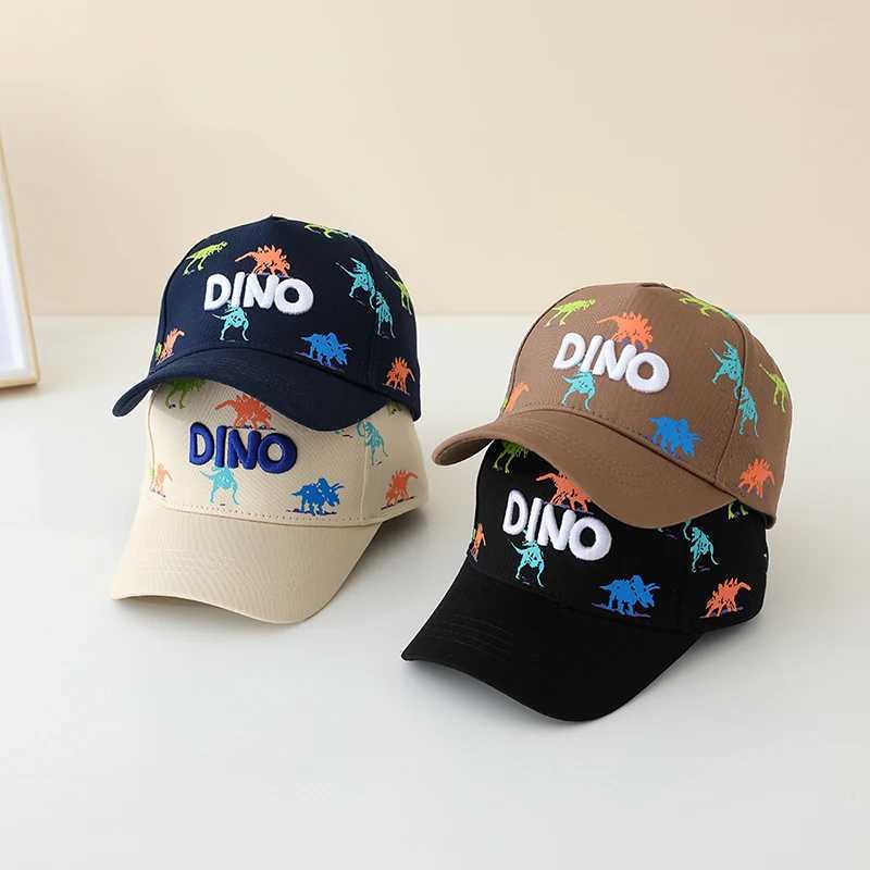 Caps Hats Childrens sports hat school baby baseball 2024 summer embroidered dinosaur outdoor childrens hat 2-8 years adjustable H241223