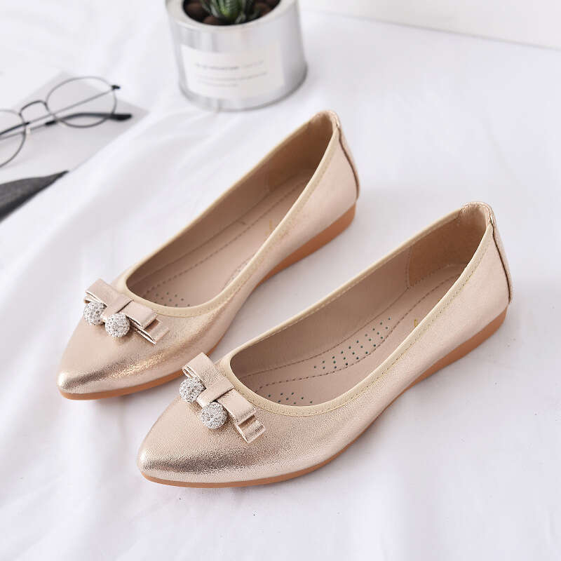 Cow Tendon Soft Soled Bean For Women 2021 New Summer Versatile Korean Version Etiquette Shoes, Shallow Mouth Nurse Flat Sole Single Shoes